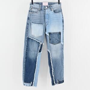 REVICE Womens Jeans Size 25 Matchmaker Love at‎ First Sight Blue Denim Patchwork